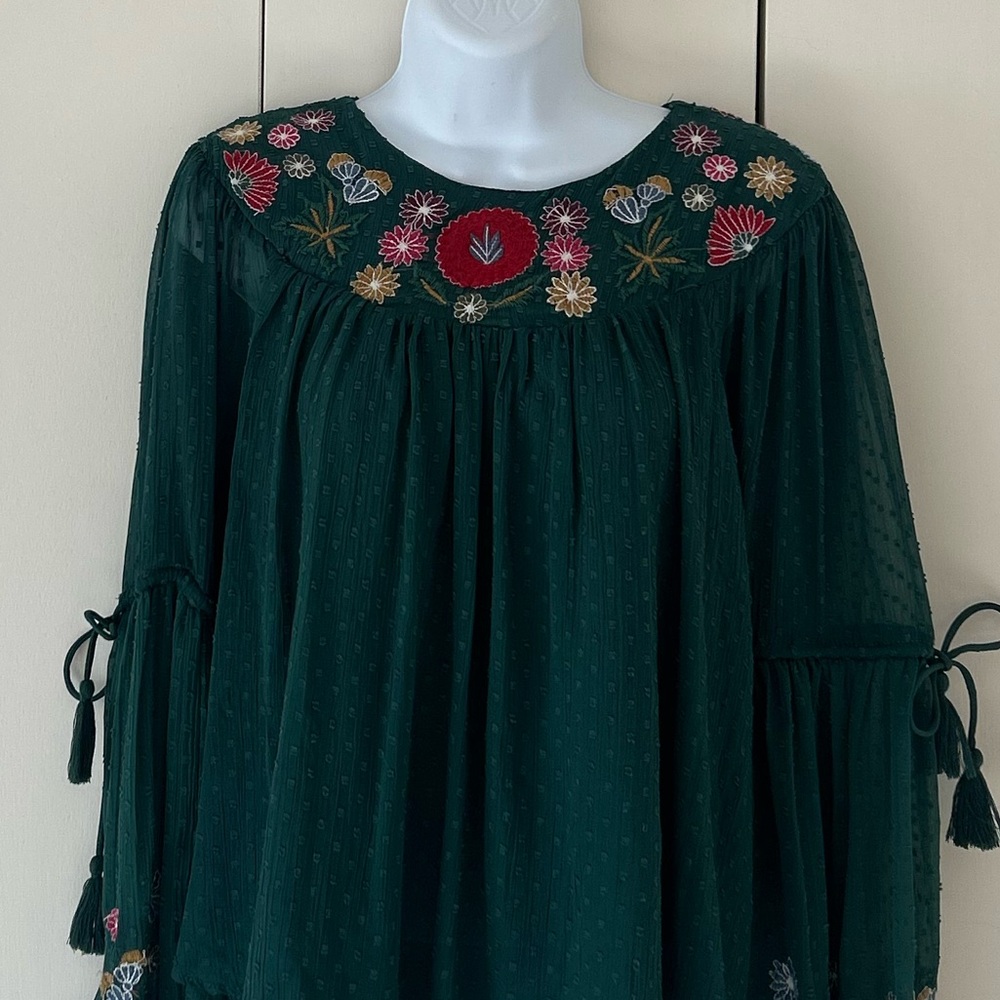 Zara Trafaluc Collection Embroidered mother of pearl button back Blouse XS - Picture 2 of 11